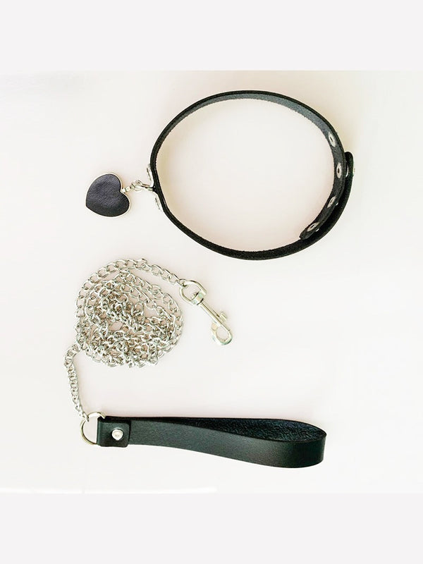 Heart Ring Choker with Leash Chain